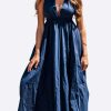 Dresses * | Les Canebiers Neptune Open Back Maxi Summer Dress Blue