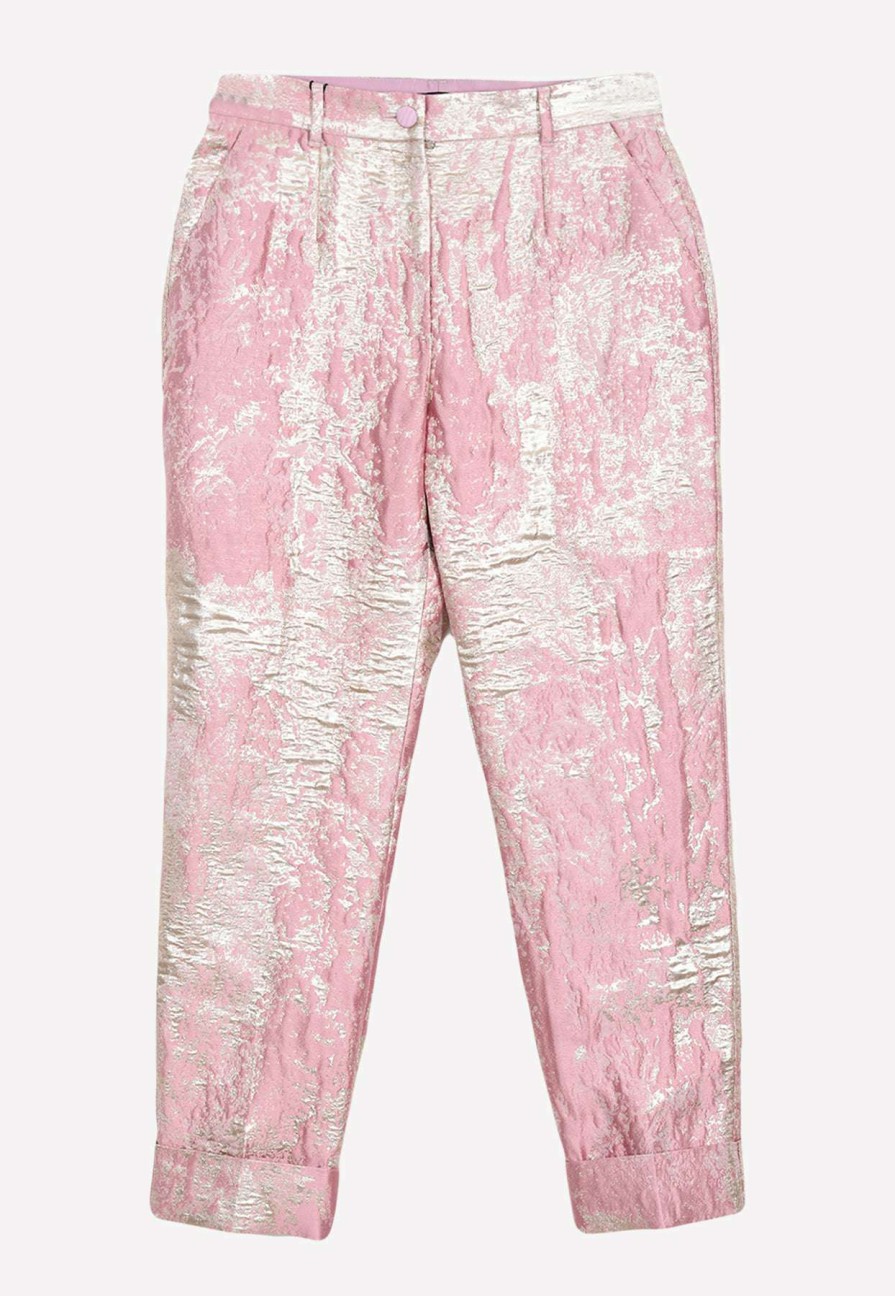 Evening * | Dolce & Gabbana Jacquard Brocade Cropped Pants Pink