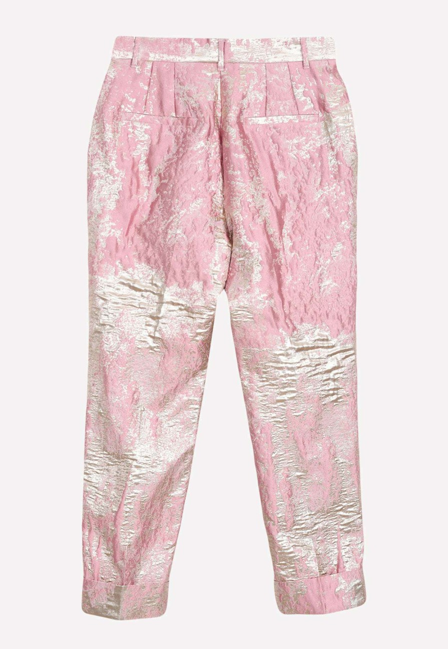 Evening * | Dolce & Gabbana Jacquard Brocade Cropped Pants Pink