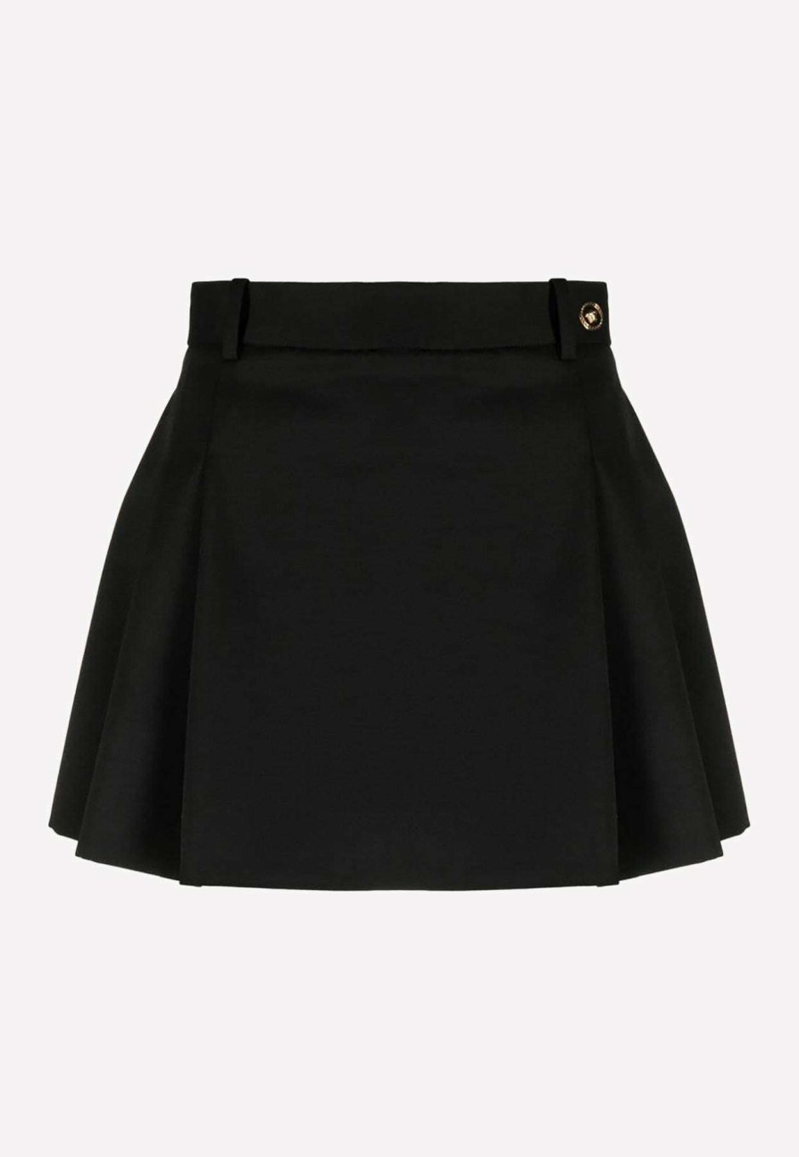 Skirts * | Versace Medusa-Button Pleated Mini Skirt Black