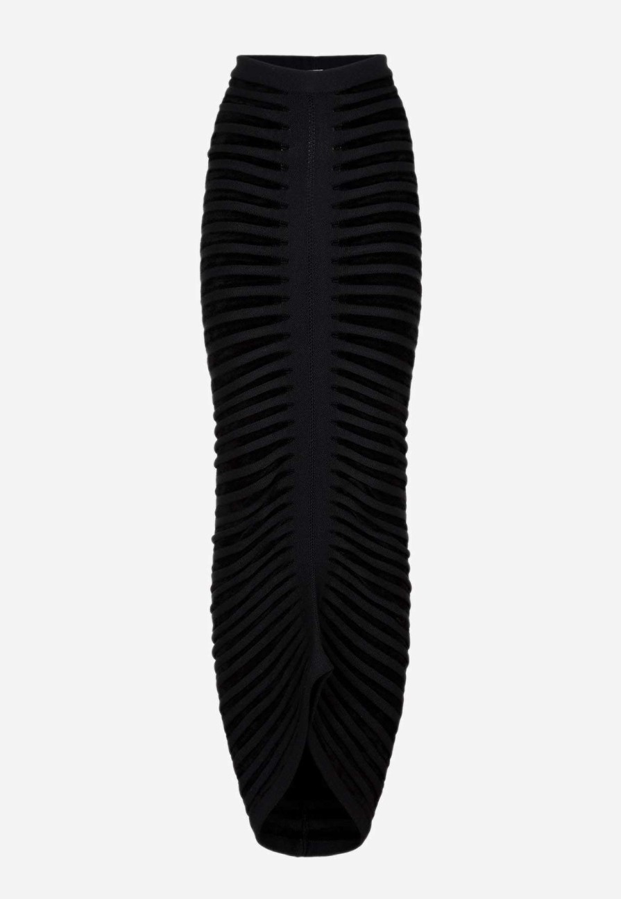 Skirts * | Alaia 3D Velvet Maxi Skirt Black