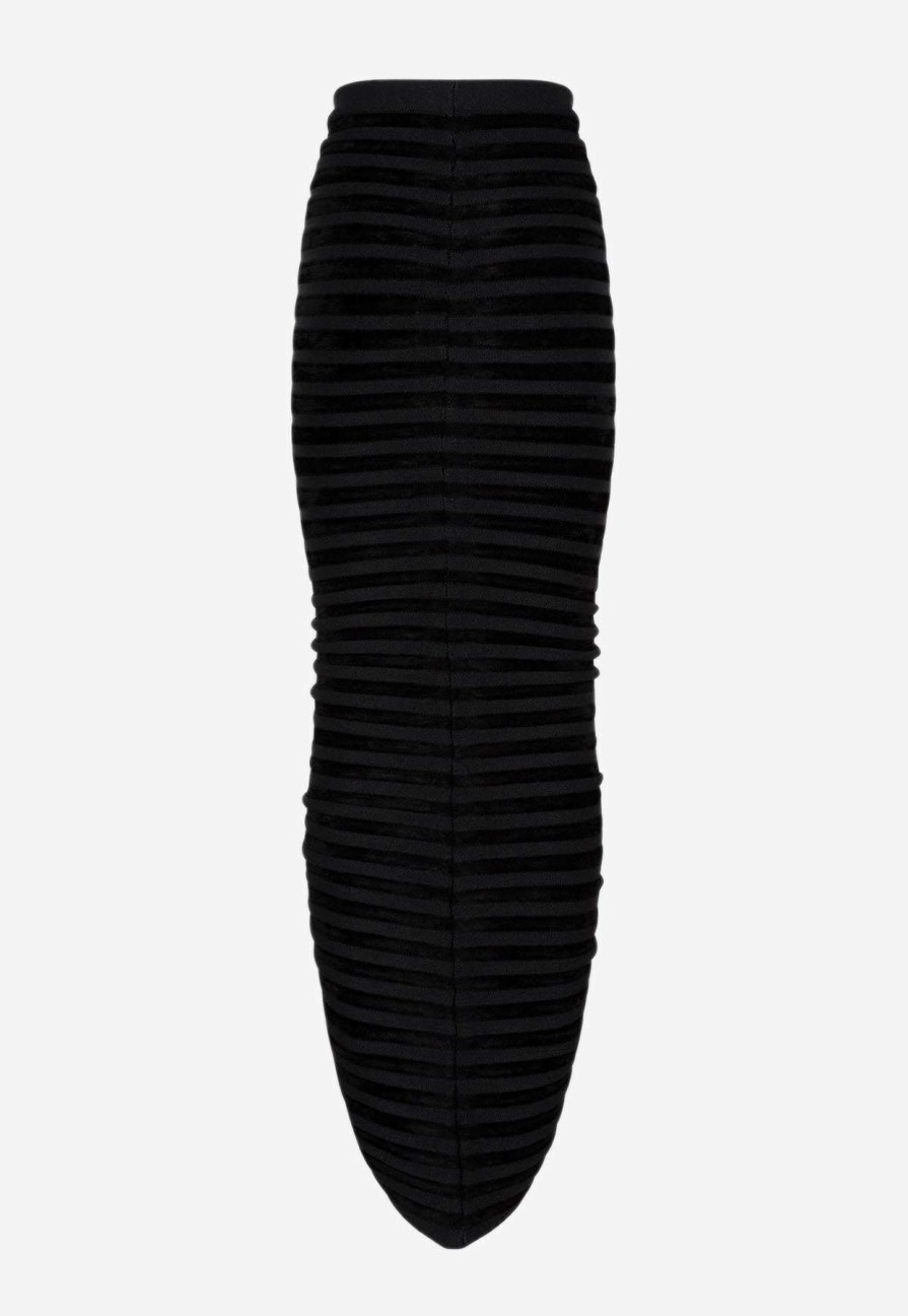 Skirts * | Alaia 3D Velvet Maxi Skirt Black