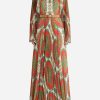 Dresses * | Etro Long Pleated Georgette Paisley Printed Maxi Dress Multicolor