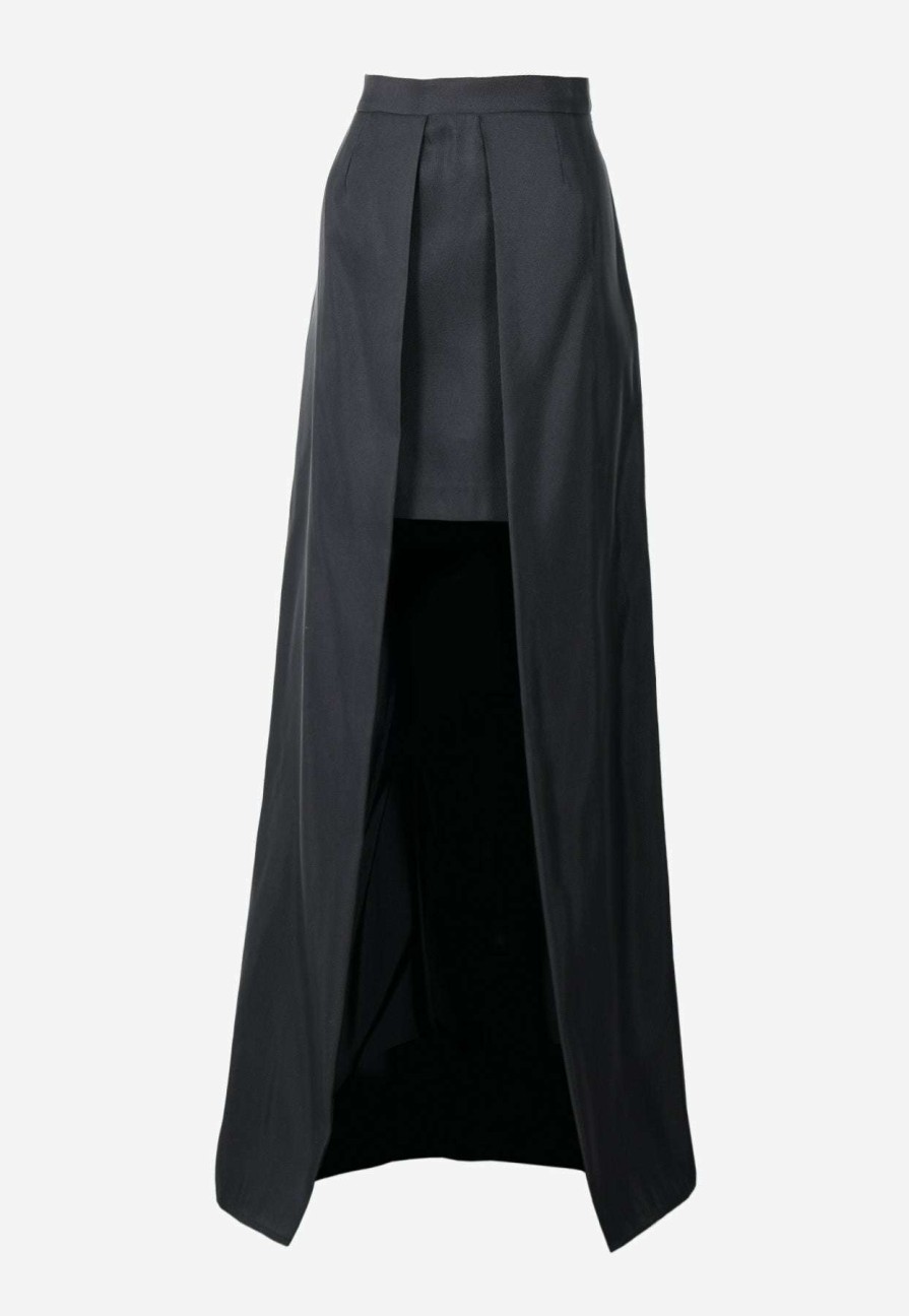 Skirts * | Vera Wang Silk Layered A-Line Skirt Black