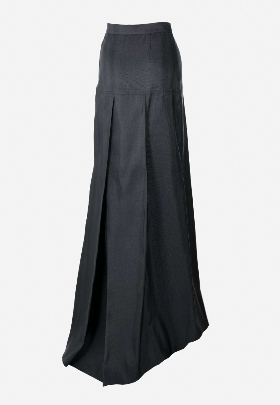 Skirts * | Vera Wang Silk Layered A-Line Skirt Black