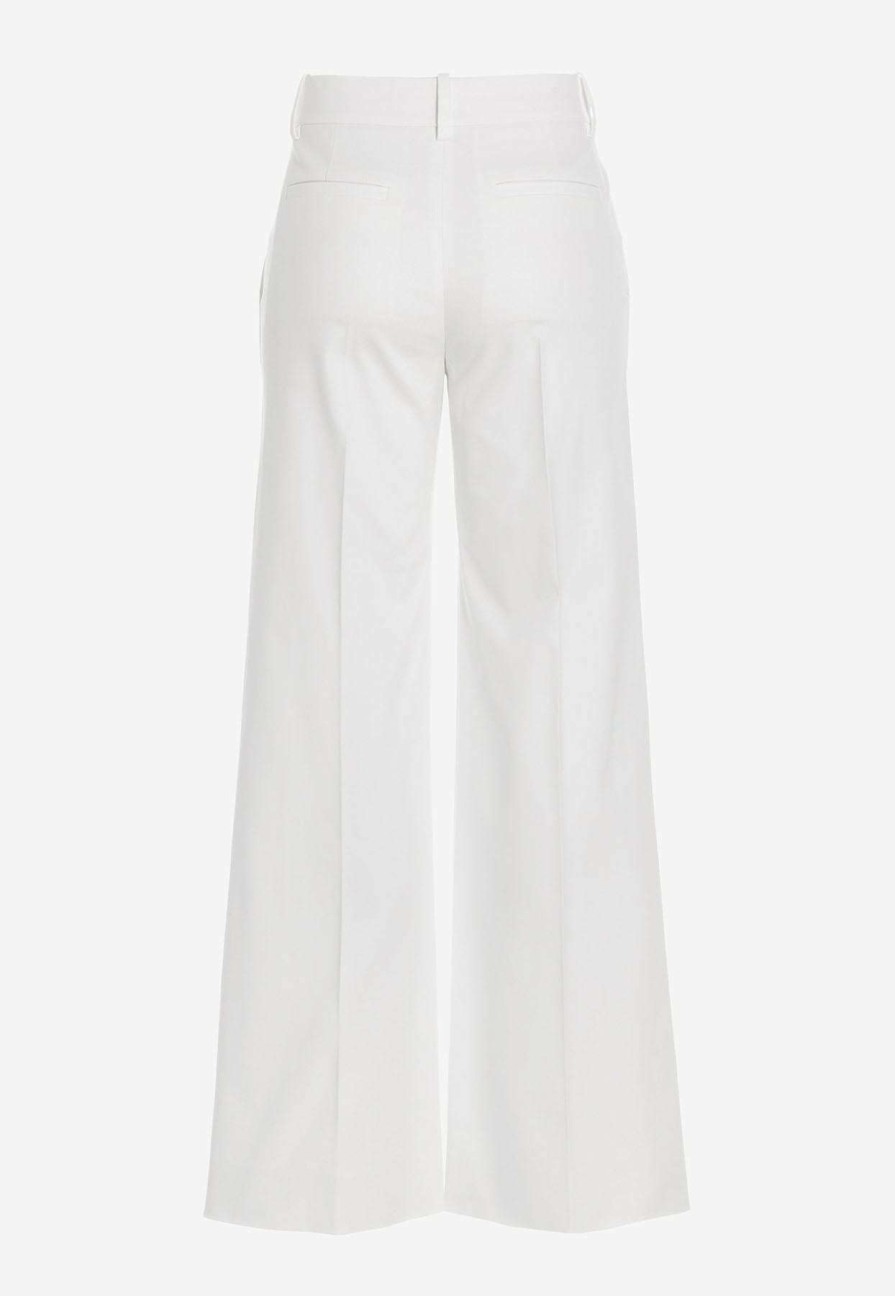 Evening * | Valentino Vlogo Chain Wide-Leg Tailored Pants White