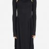 Dresses * | Salvatore Ferragamo Long-Sleeved Drawstring Dress Black