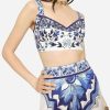 Evening * | Dolce & Gabbana Majolica Print Cropped Top Blue