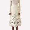 Skirts * | Chloe Broderie Anglaise A-Line Skirt Ivory