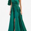 Evening * | Leal Daccarett Isla Negra One-Shoulder Gown Green