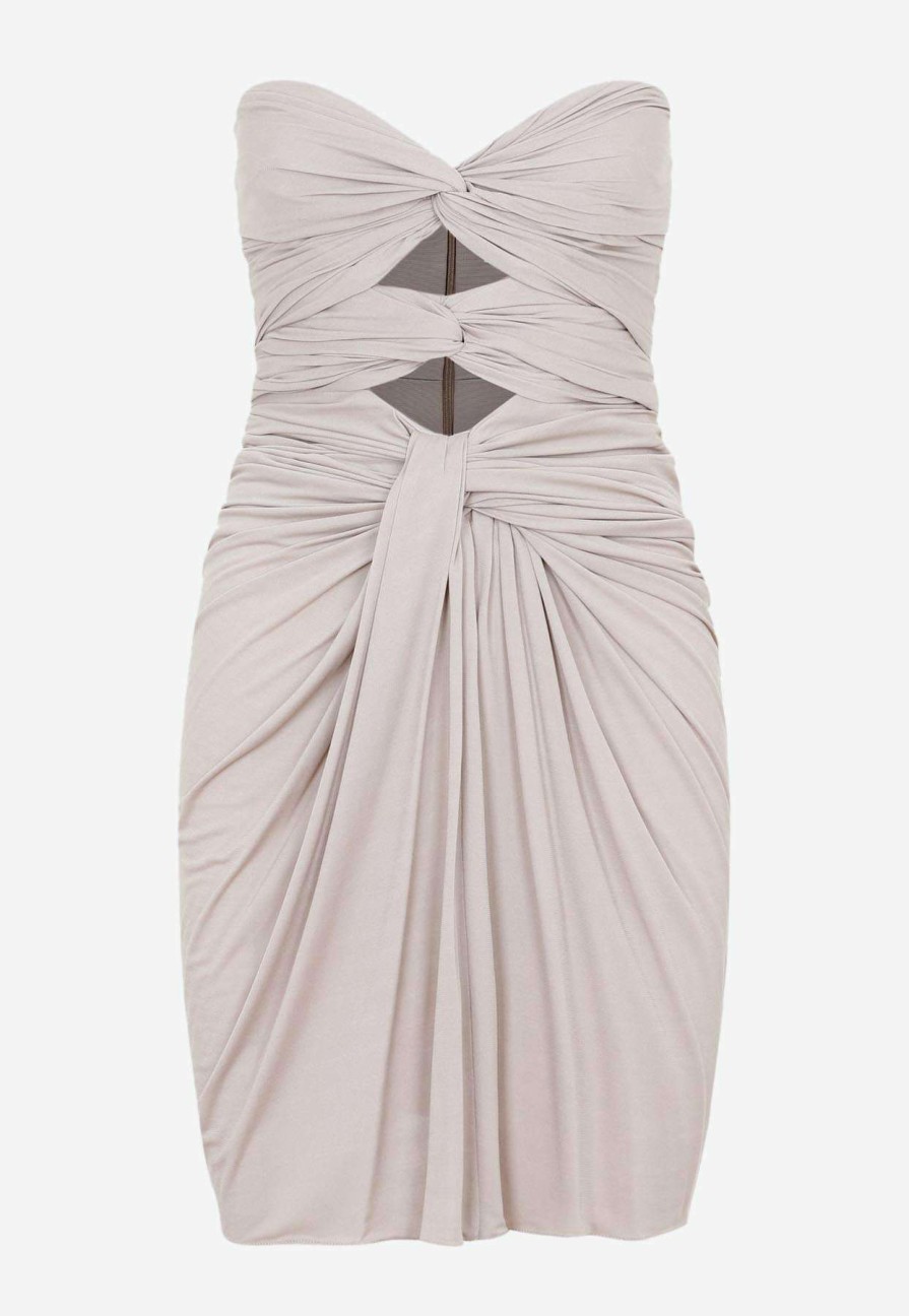 Dresses * | Saint Laurent Cut-Out Strapless Mini Dress Taupe