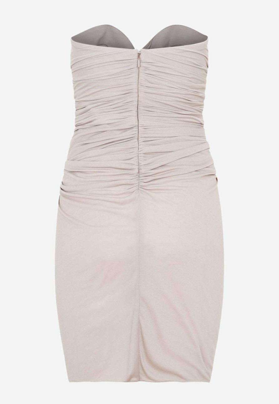 Dresses * | Saint Laurent Cut-Out Strapless Mini Dress Taupe