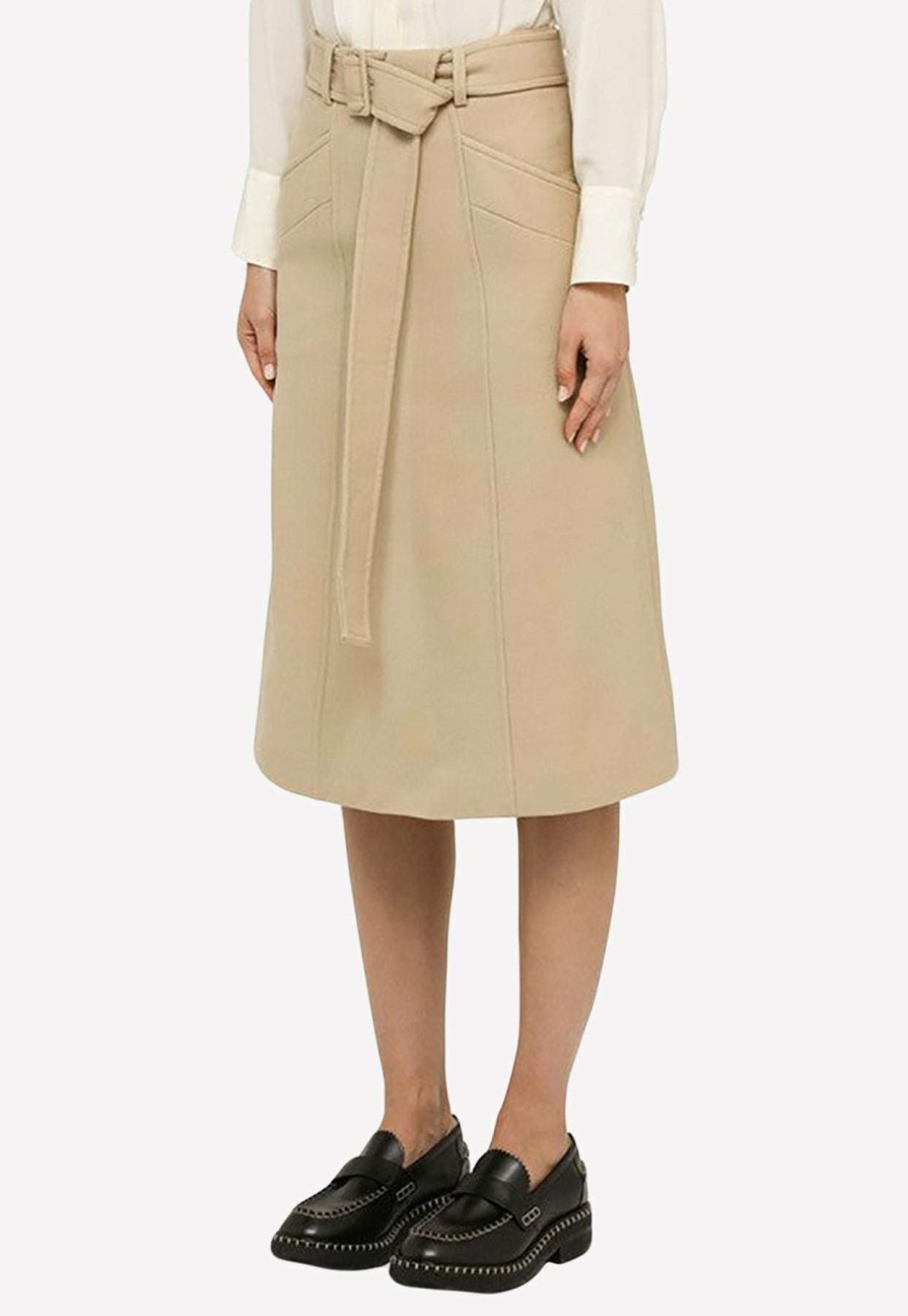 Skirts * | Chloe Wool Midi Skirt Beige