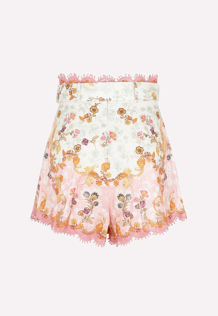 Shorts * | Zimmermann Laurel Embroidered Floral Print Shorts Multicolor