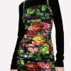 Evening * | Dolce & Gabbana Floral Print Ruched Mini Dress Multicolor