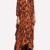 Dresses * | Roberto Cavalli Rose-Print Cut-Out Silk Kaftan Orange