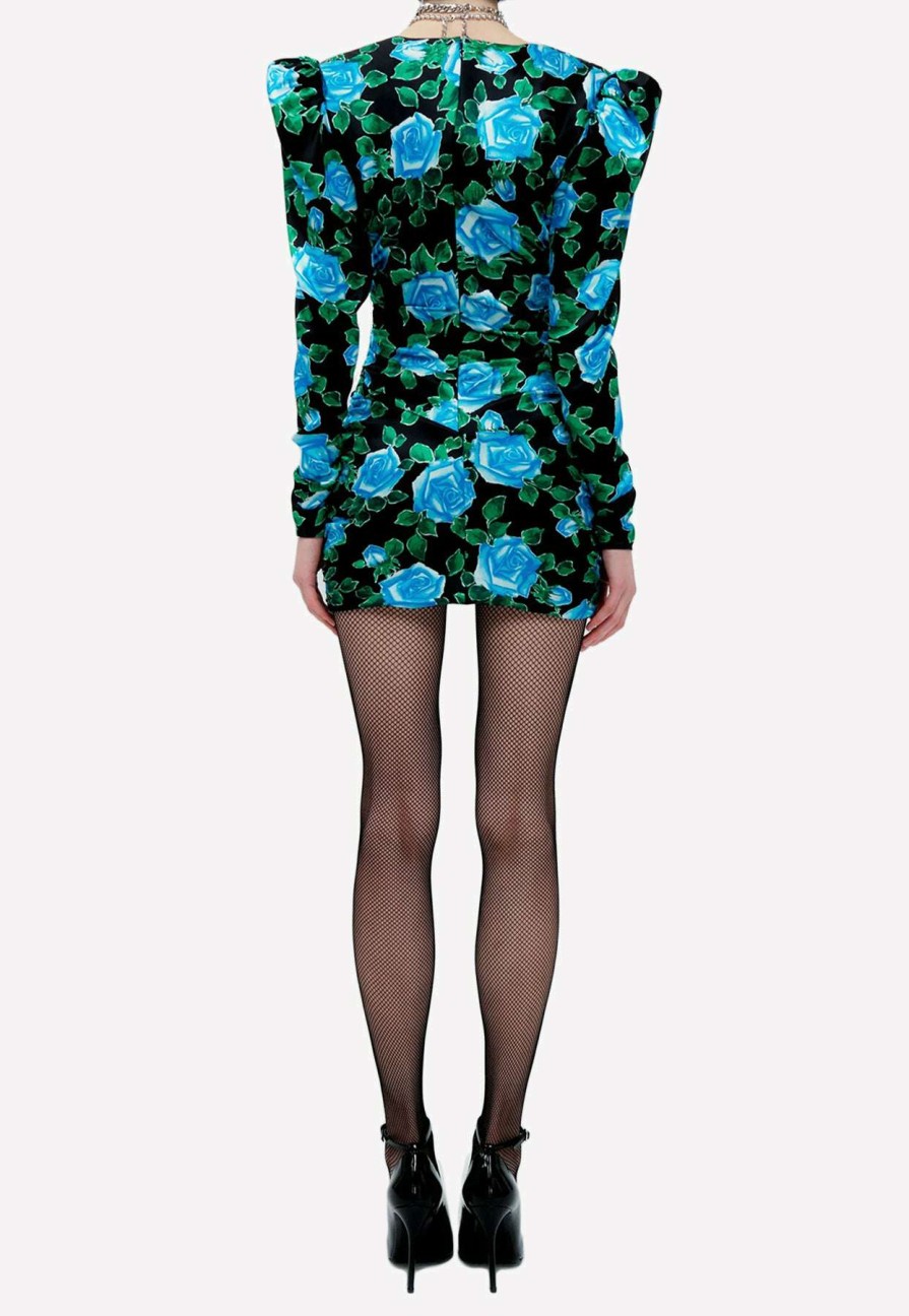 Dresses * | Alessandra Rich Floral Print Silk Mini Dress Multicolor