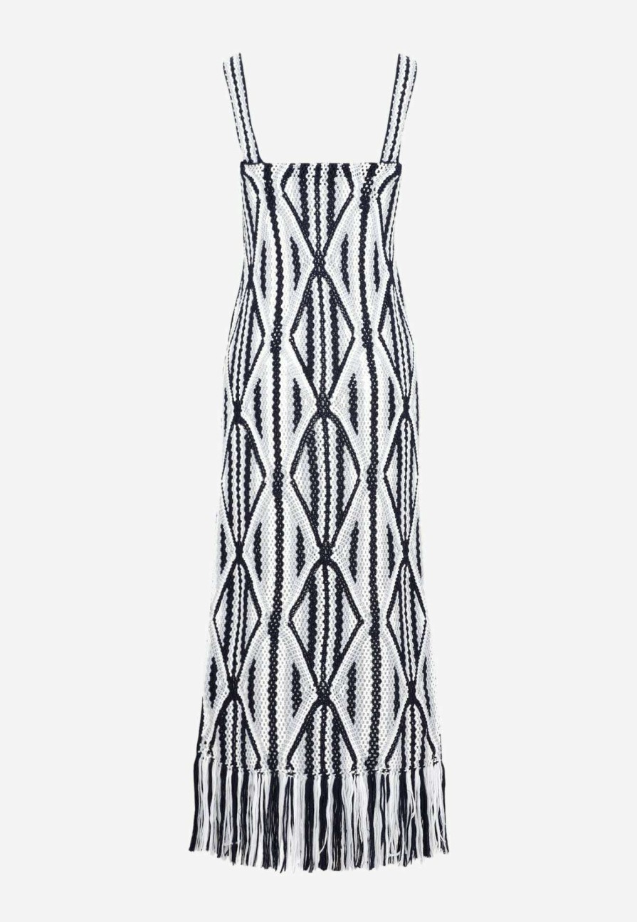 Dresses * | Gabriela Hearst Daria Knitted Midi Dress In Wool Monochrome