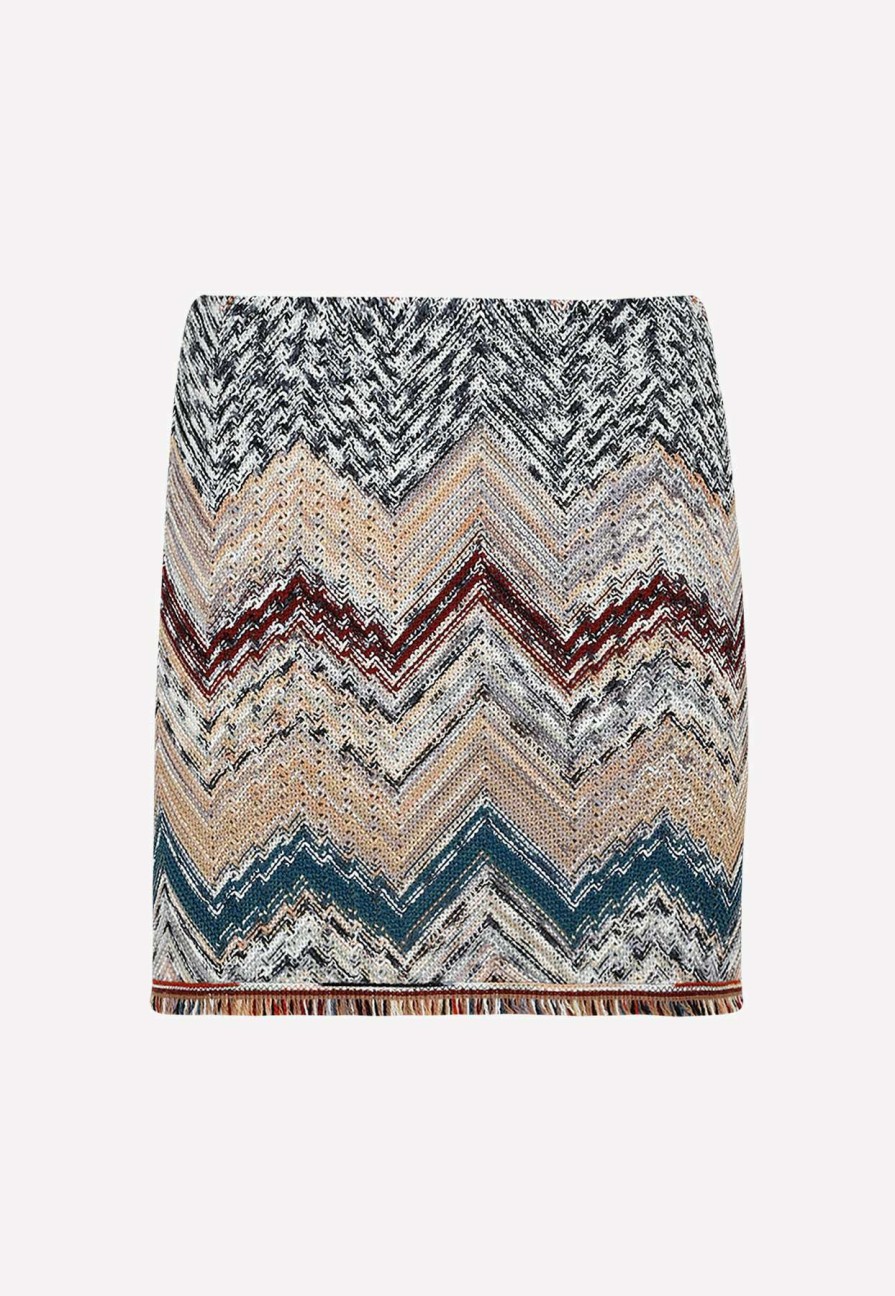 Skirts * | Missoni Zig Zag Fringed Mini Skirt Multicolor