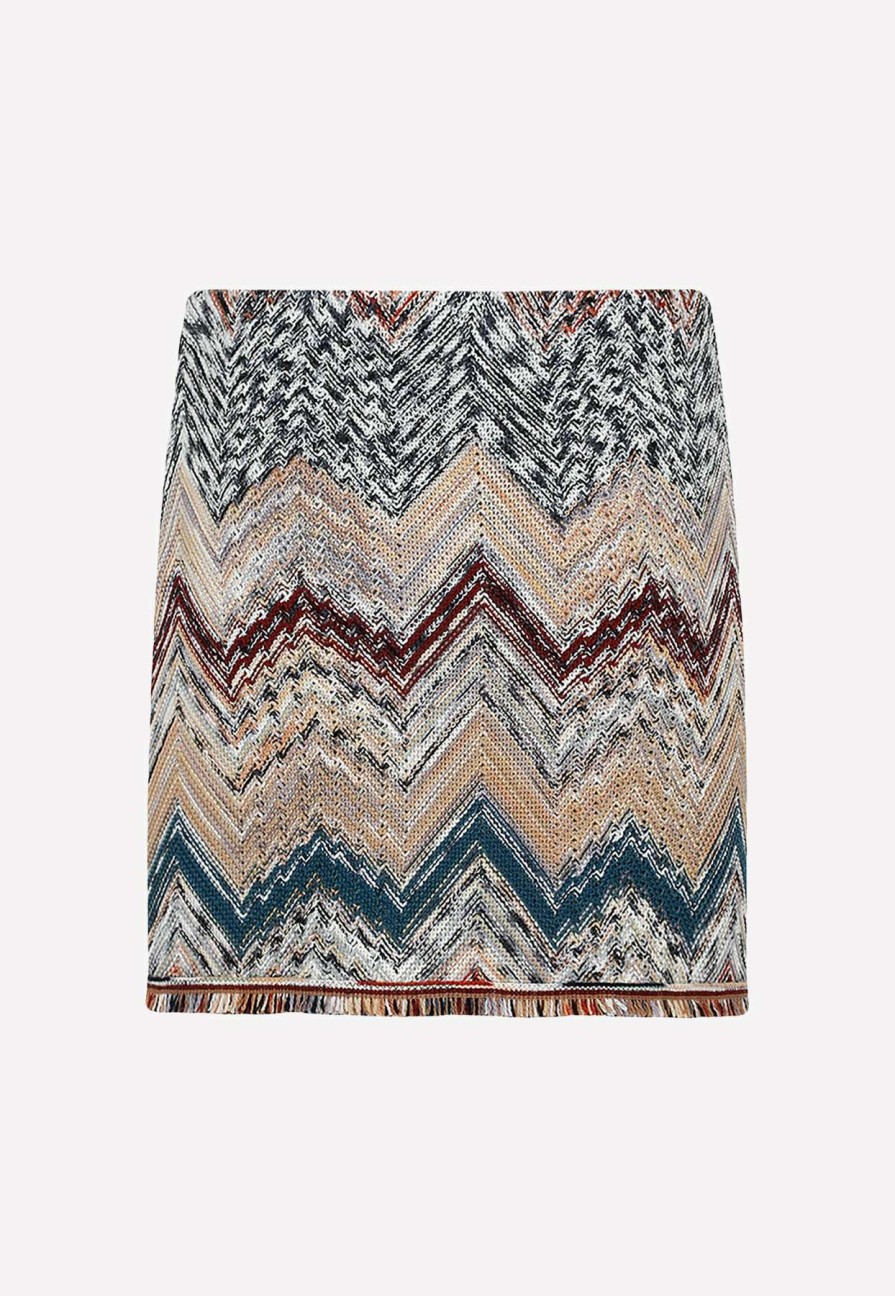 Skirts * | Missoni Zig Zag Fringed Mini Skirt Multicolor