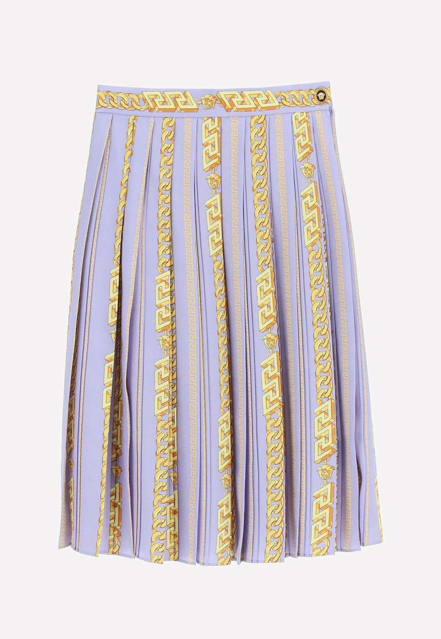 Skirts * | Versace Orchid Pleated Midi Skirt Lilac