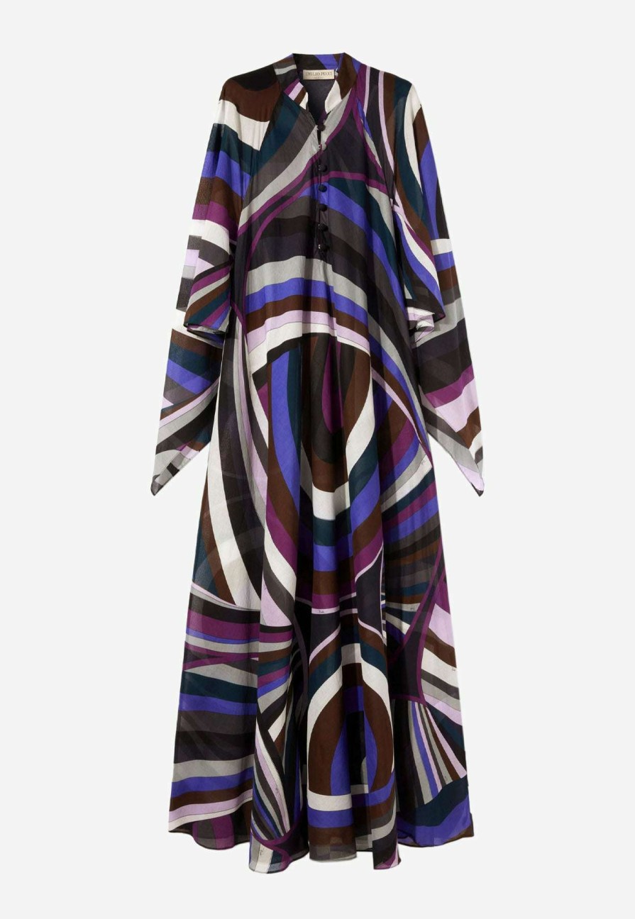 Dresses * | Emilio Pucci Iride Print Maxi Kaftan Dress Multicolor