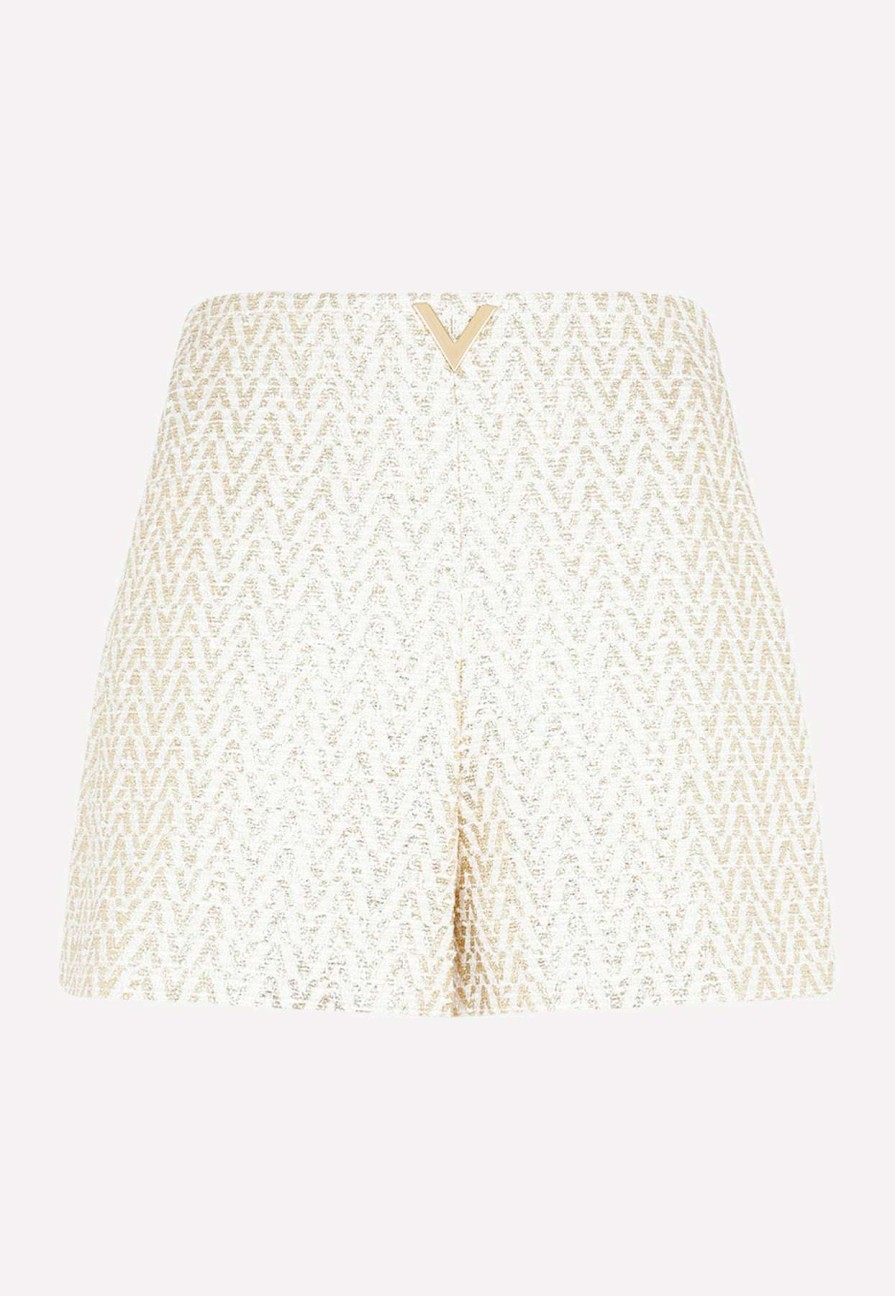 Shorts * | Valentino Vlogo Mini Shorts Ivory