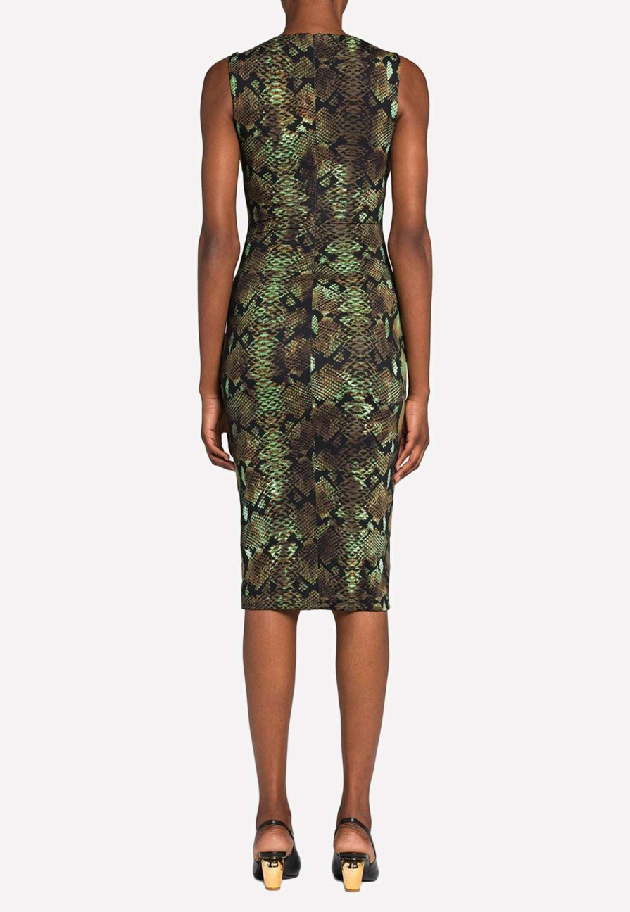 Dresses * | Roberto Cavalli Rock Python-Print Sleeveless Knee-Length Dress Multicolor