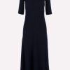 Dresses * | Chloe Off-Shoulder Rib Knit Maxi Dress Navy