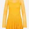 Dresses * | Givenchy Pleated Knit Mini Dress Yellow