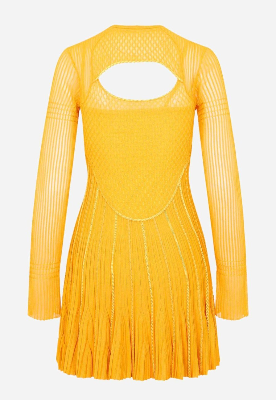 Dresses * | Givenchy Pleated Knit Mini Dress Yellow