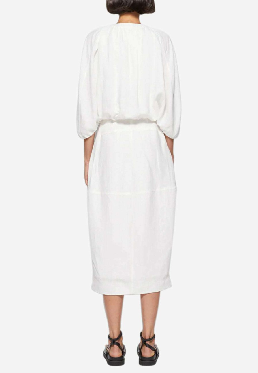 Evening * | Jonathan Simkhai Inara Midi Dress With Cap Sleeves White