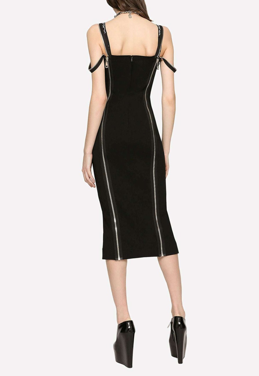 Evening * | Dolce & Gabbana Zipper Sleeveless Midi Dress Black