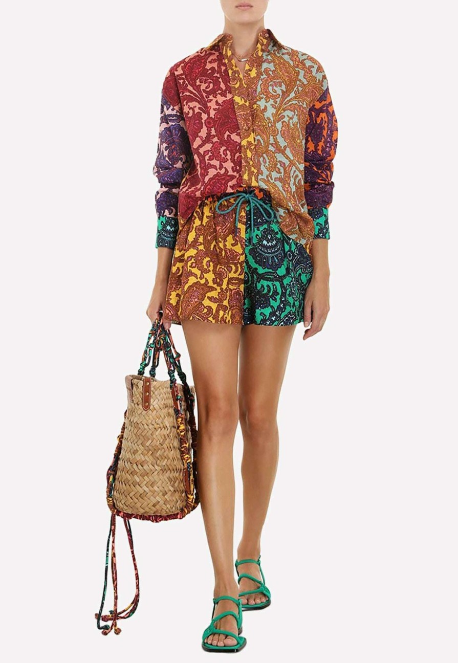 Shorts * | Zimmermann Tiggy Spliced Paisley Shorts Multicolor