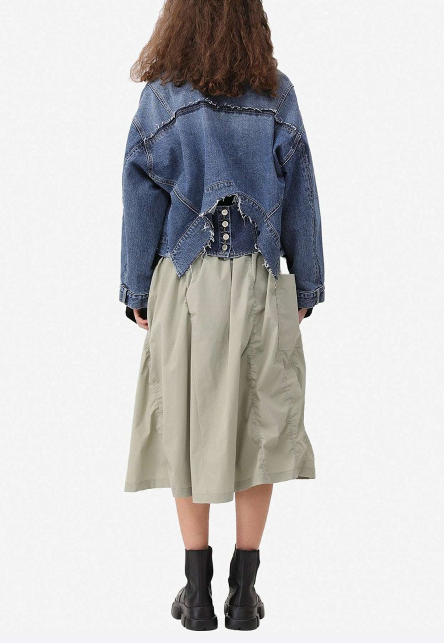 Skirts * | Sjyp Denim Waist Skirt Olive