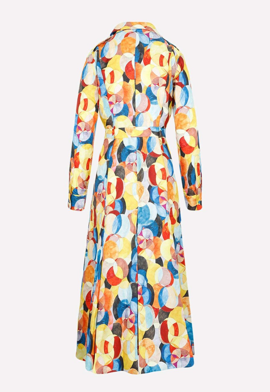 Dresses * | Gabriela Hearst Meyer Printed Silk Midi Shirt Dress Multicolor