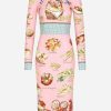 Dresses * | Dolce & Gabbana Bread Print Charmeuse Midi Dress Pink