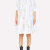 Dresses * | Ganni Floral Embroidered Poplin Dress White