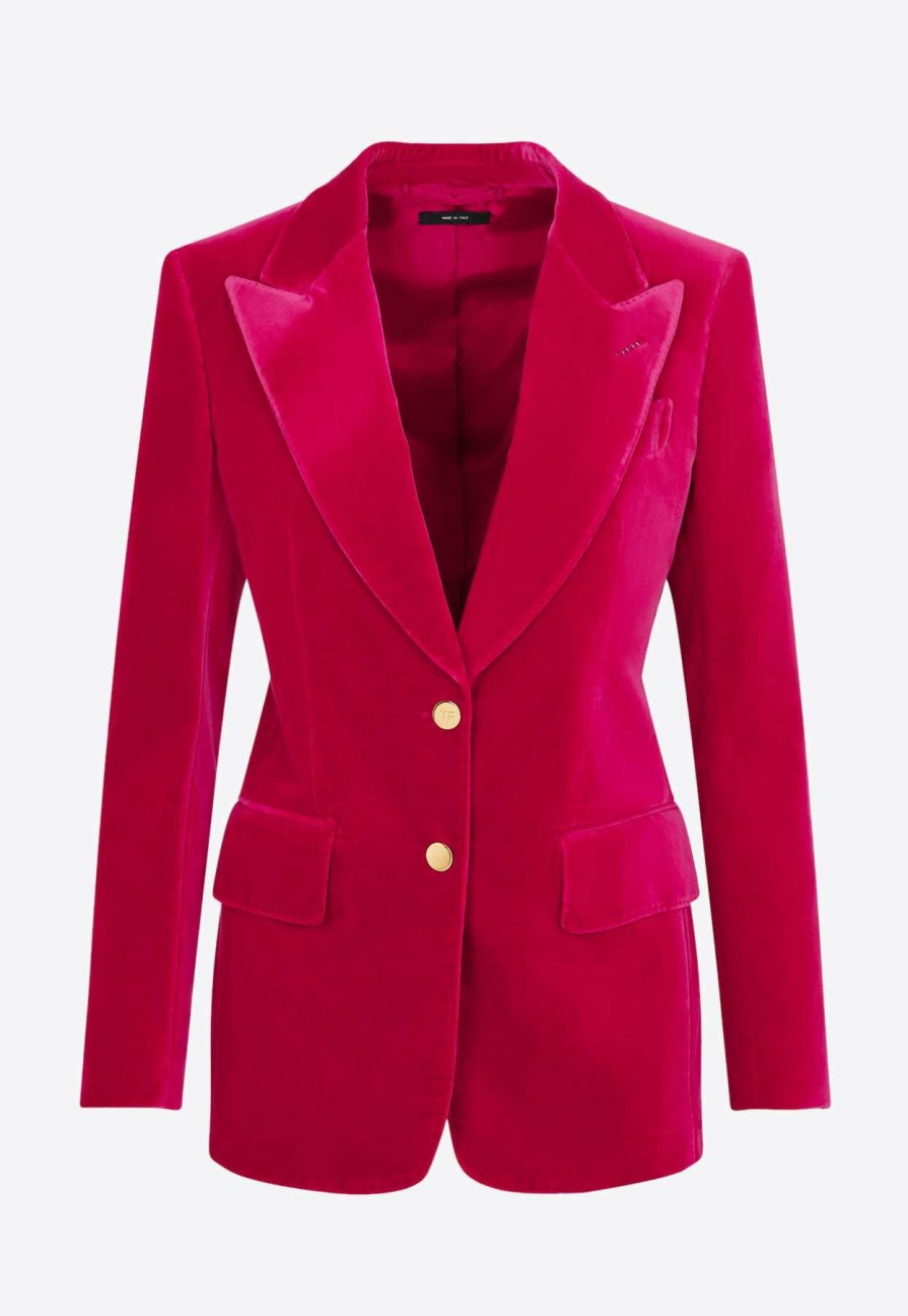 Evening * | Tom Ford Single-Breasted Velvet Blazer Raspberry