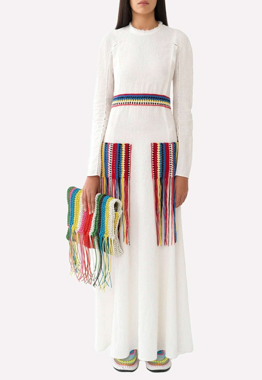 Dresses * | Chloe Maxi Dress With Crochet Detail White