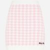 Skirts * | Miu Miu Houndstooth Knitted Mini Skirt In Cashmere Pink