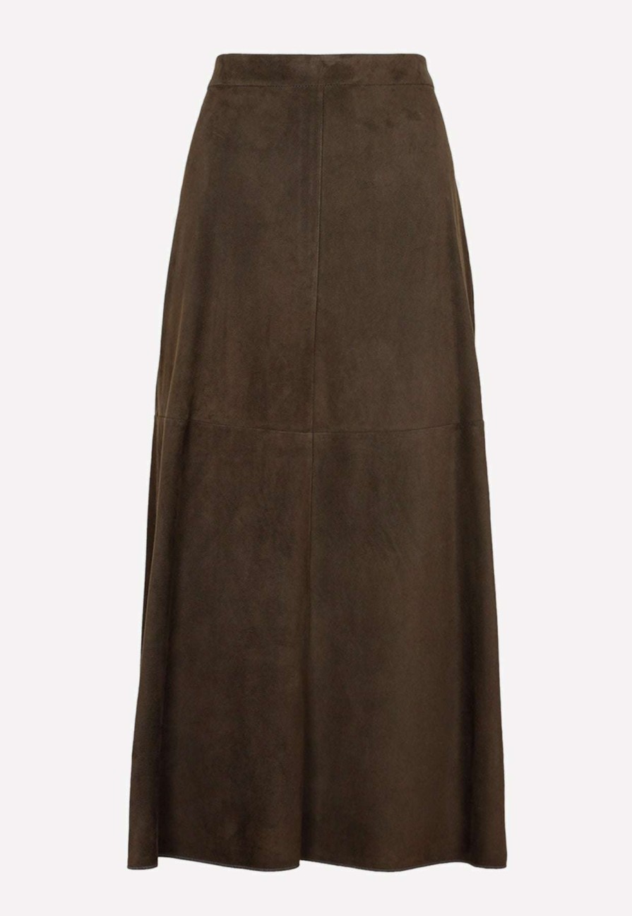 Skirts * | Max Mara Dancing Leather Midi Skirt Green