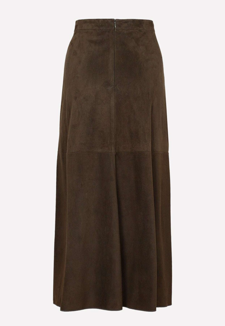 Skirts * | Max Mara Dancing Leather Midi Skirt Green