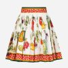 Skirts * | Dolce & Gabbana Vegetable Print Pleated Mini Poplin Skirt Multicolor