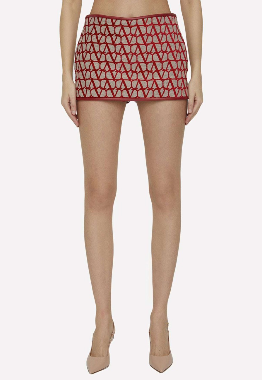 Shorts * | Valentino Iconographe Logo Mini Shorts Red