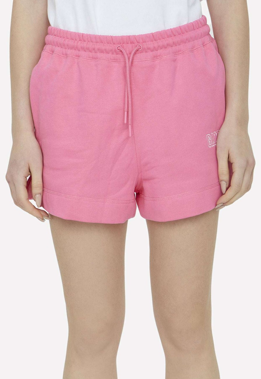 Shorts * | Ganni Logo Drawstring Shorts Pink