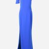 Evening * | Mugler Asymmetric Neck Column Gown With Slit Blue