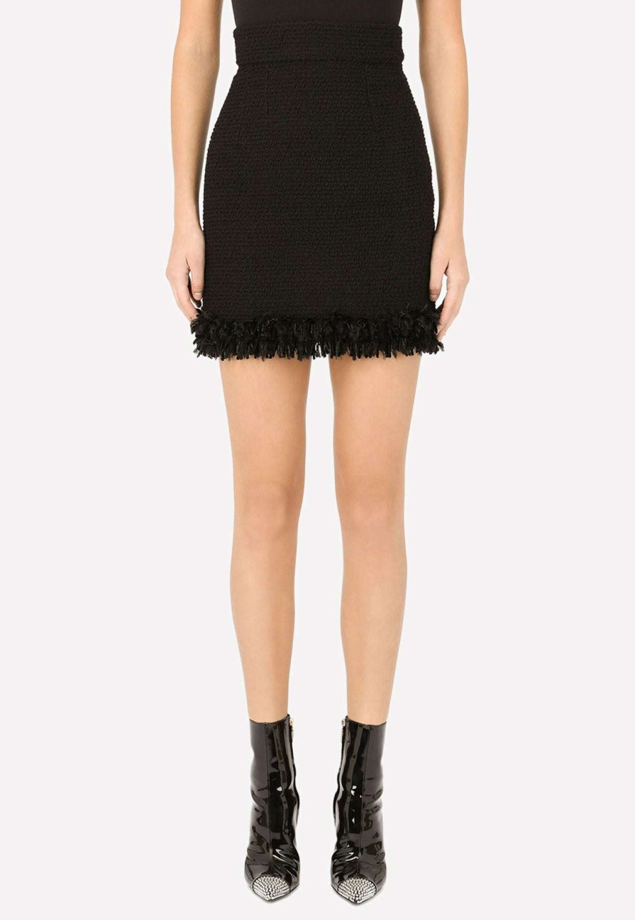 Skirts * | Dolce & Gabbana High-Rise Boucle Mini Skirt Black