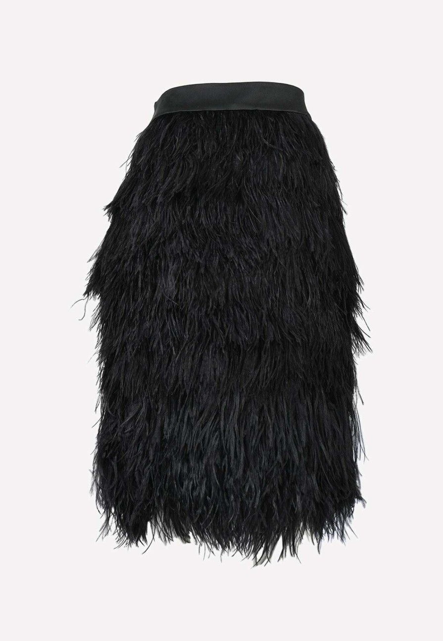 Skirts * | Tom Ford Feathered Pencil Skirt Black