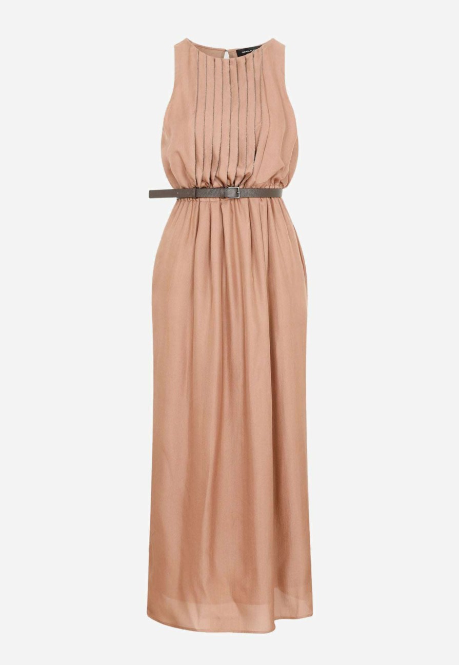 Dresses * | Fabiana Filippi Silk Belted Maxi Dress Brown